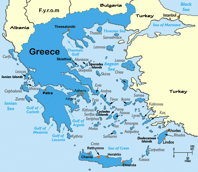 Dwang Uitgaven glas Kaart van Griekenland met 58 eilanden » Griekse Eilanden